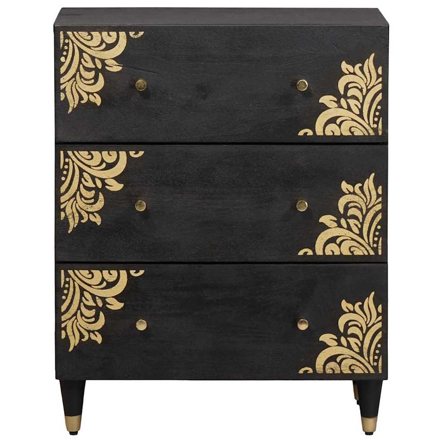 Dressoir Zwart 60 x 33 x 75 cm Massief Mango Hout