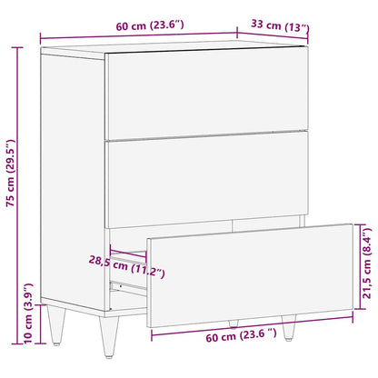 Dressoir Zwart 60 x 33 x 75 cm Massief Mango Hout