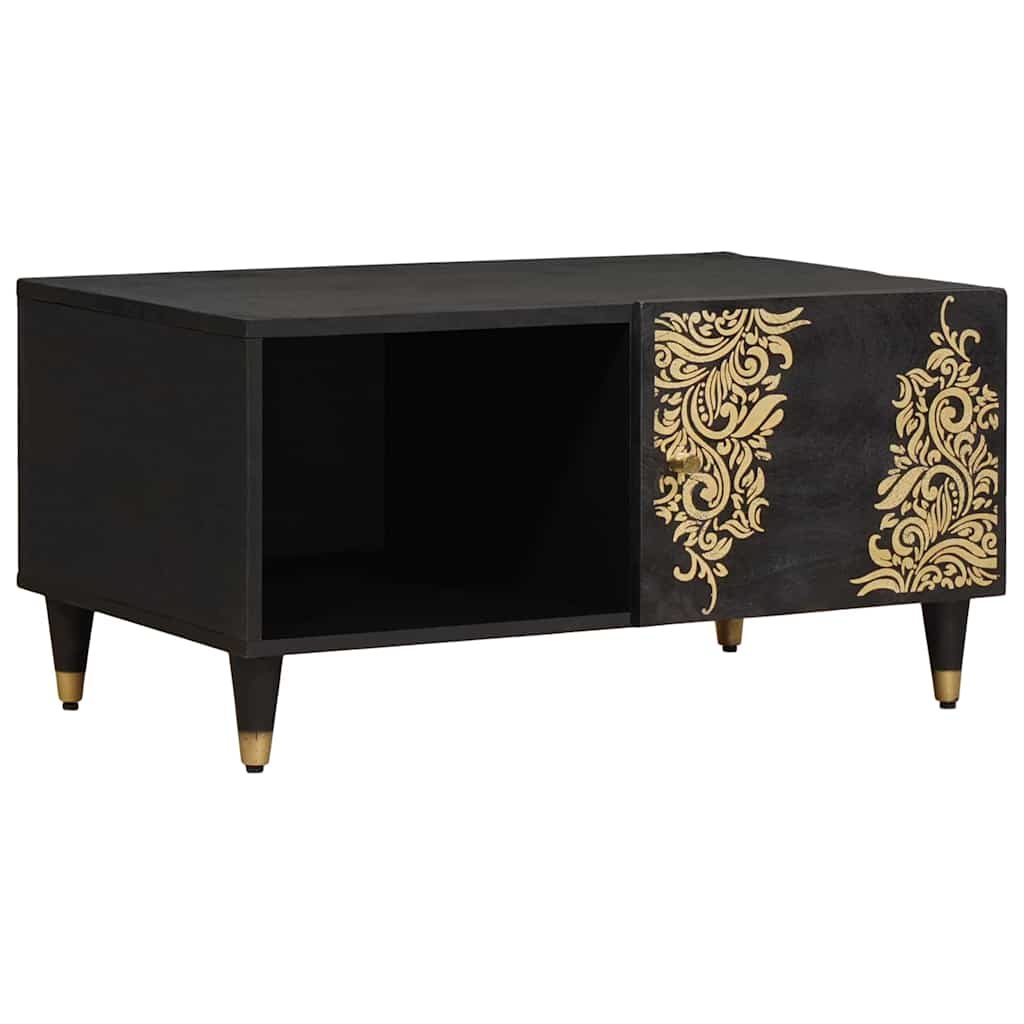 Salontafel Zwart 80 x 50 x 40 cm Massief Mango Hout