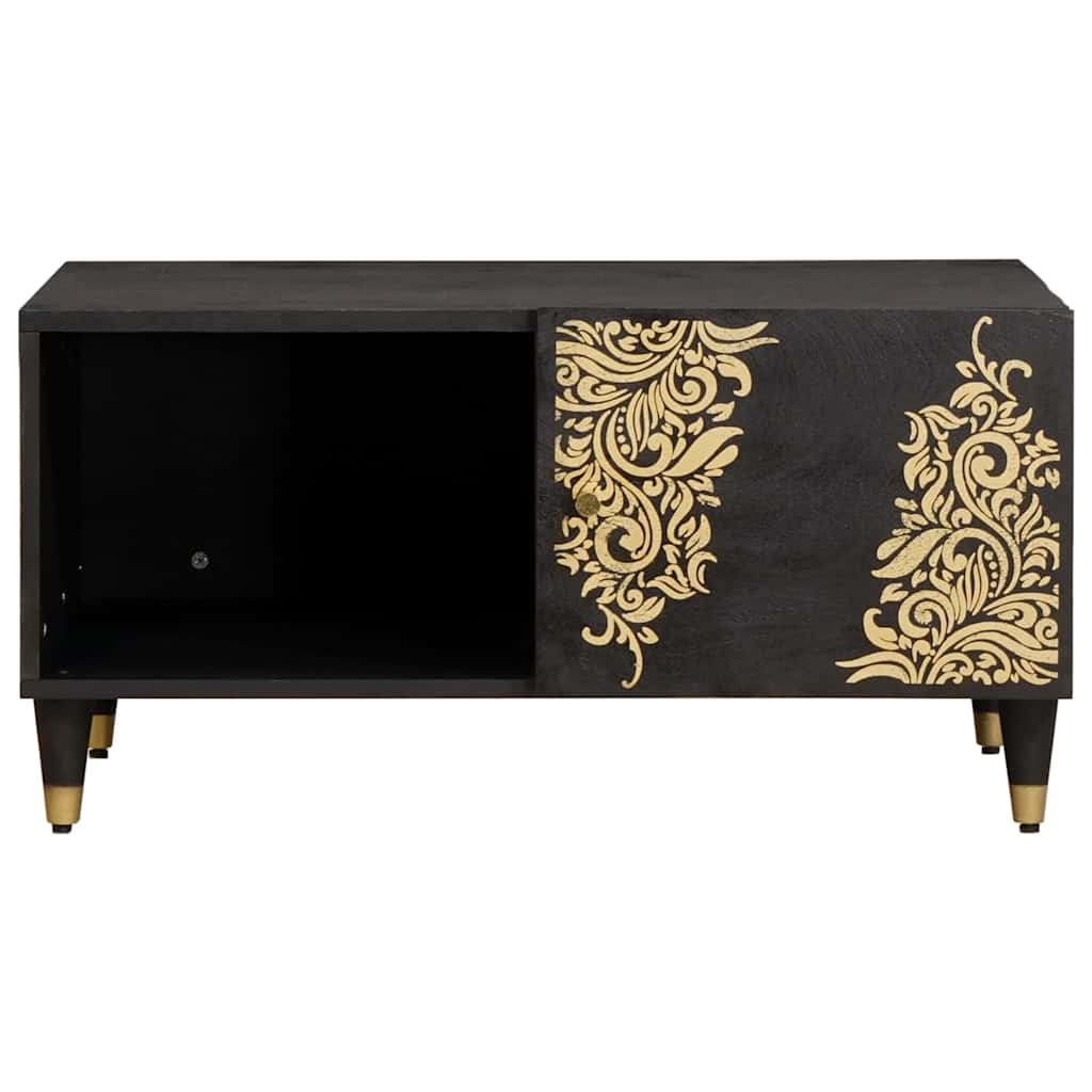 Salontafel Zwart 80 x 50 x 40 cm Massief Mango Hout