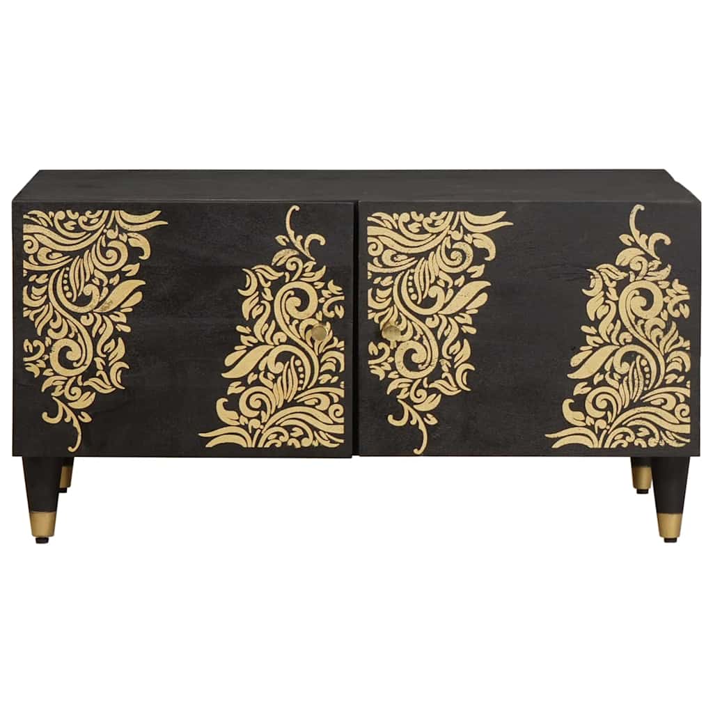 Salontafel Zwart 80 x 50 x 40 cm Massief Mango Hout