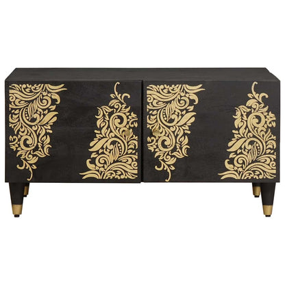 Salontafel Zwart 80 x 50 x 40 cm Massief Mango Hout