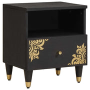 Nachtkastje massief mangohout zwart 40x33x46 cm