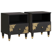 Nachtkastje massief mangohout zwart 40x33x46 cm