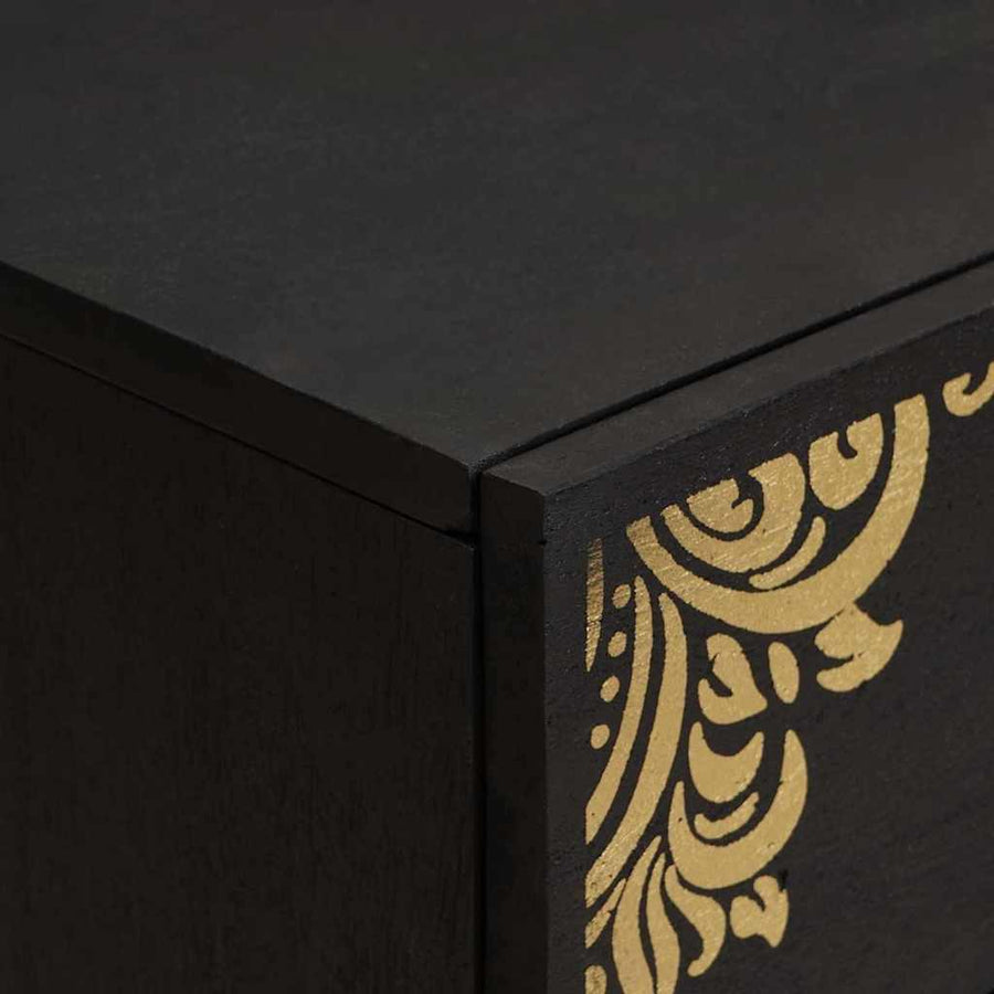 Nachtkastje met lade Zwart 50 x 33 x 62 cm Massief Mango Hout