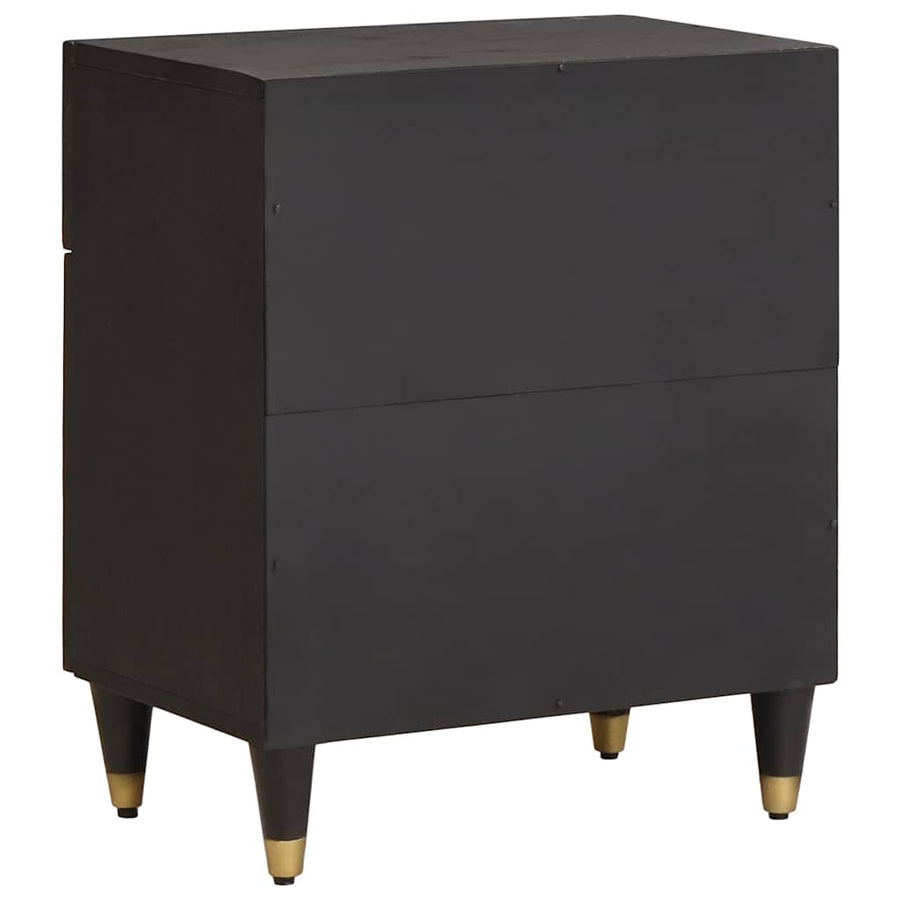 Nachtkastje met Deur Zwart 50 x 33 x 60 cm Massief Mango Hout