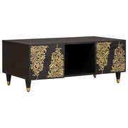 Salontafel massief mangohout zwart 100x54x40 cm