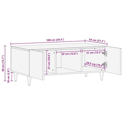 Salontafel Zwart 100 x 54 x 40 cm Massief Mango Hout