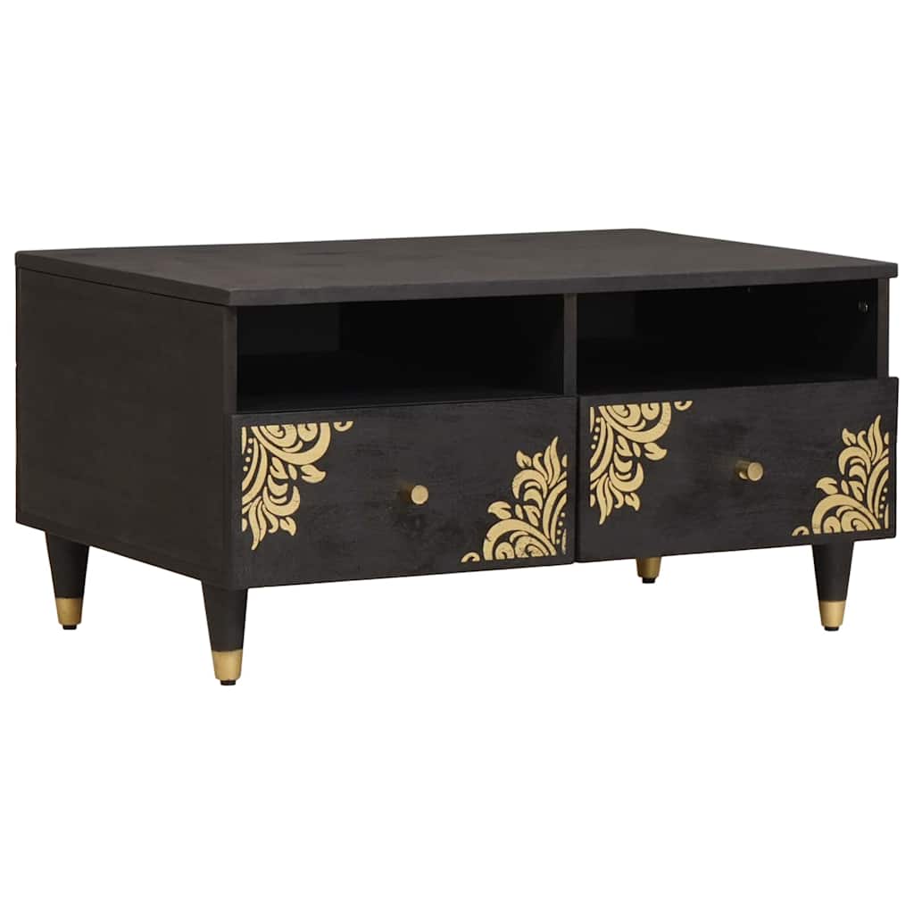 Salontafel met lade Zwart 80 x 54 x 40 cm Massief Mango Hout