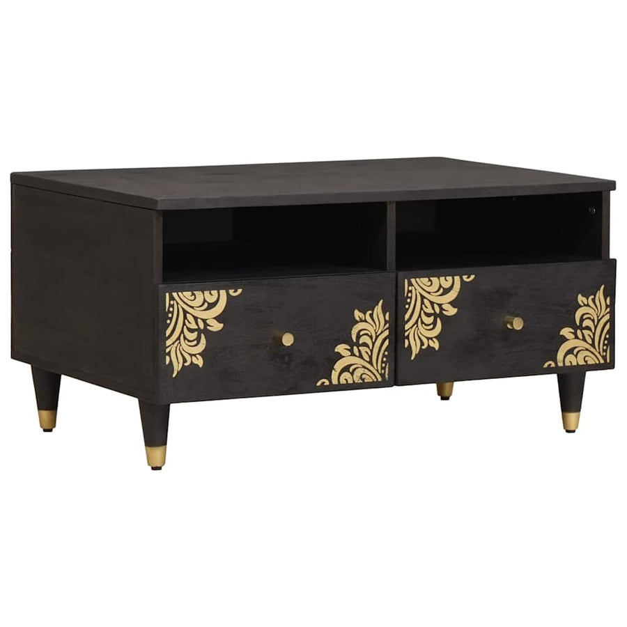 Salontafel met lade Zwart 80 x 54 x 40 cm Massief Mango Hout