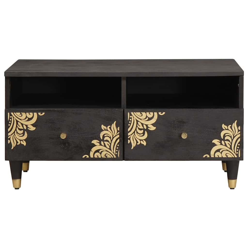 Salontafel met lade Zwart 80 x 54 x 40 cm Massief Mango Hout