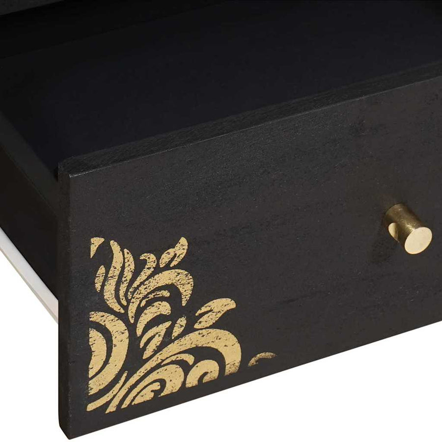 TV-kast met lade Zwart 105 x 33 x 46 cm Massief Mango Hout