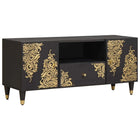 TV-kast massief mangohout zwart 105x33x46 cm