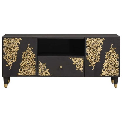 TV-kast met lade Zwart 105 x 33 x 46 cm Massief Mango Hout