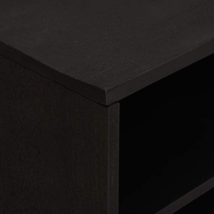 TV-kast met plank Zwart 80 x 33 x 46 cm Massief Mango Hout