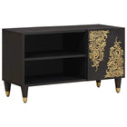 TV-kast massief mangohout zwart 80x33x46 cm