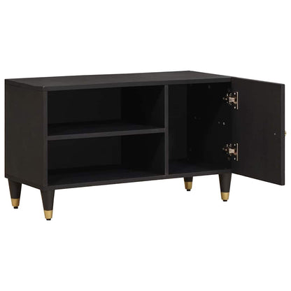 TV-kast met plank Zwart 80 x 33 x 46 cm Massief Mango Hout