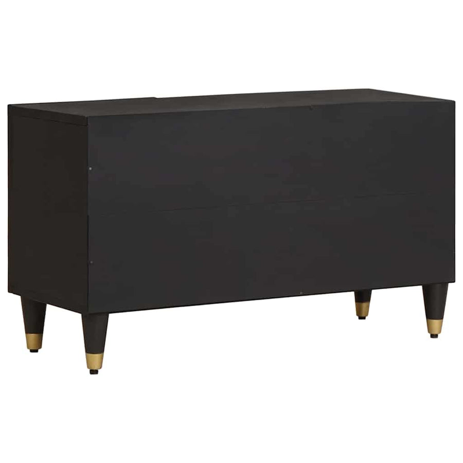 TV-kast met plank Zwart 80 x 33 x 46 cm Massief Mango Hout