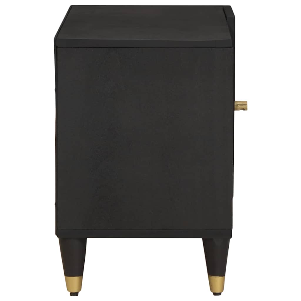 TV-kast met plank Zwart 80 x 33 x 46 cm Massief Mango Hout