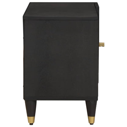 TV-kast met plank Zwart 80 x 33 x 46 cm Massief Mango Hout