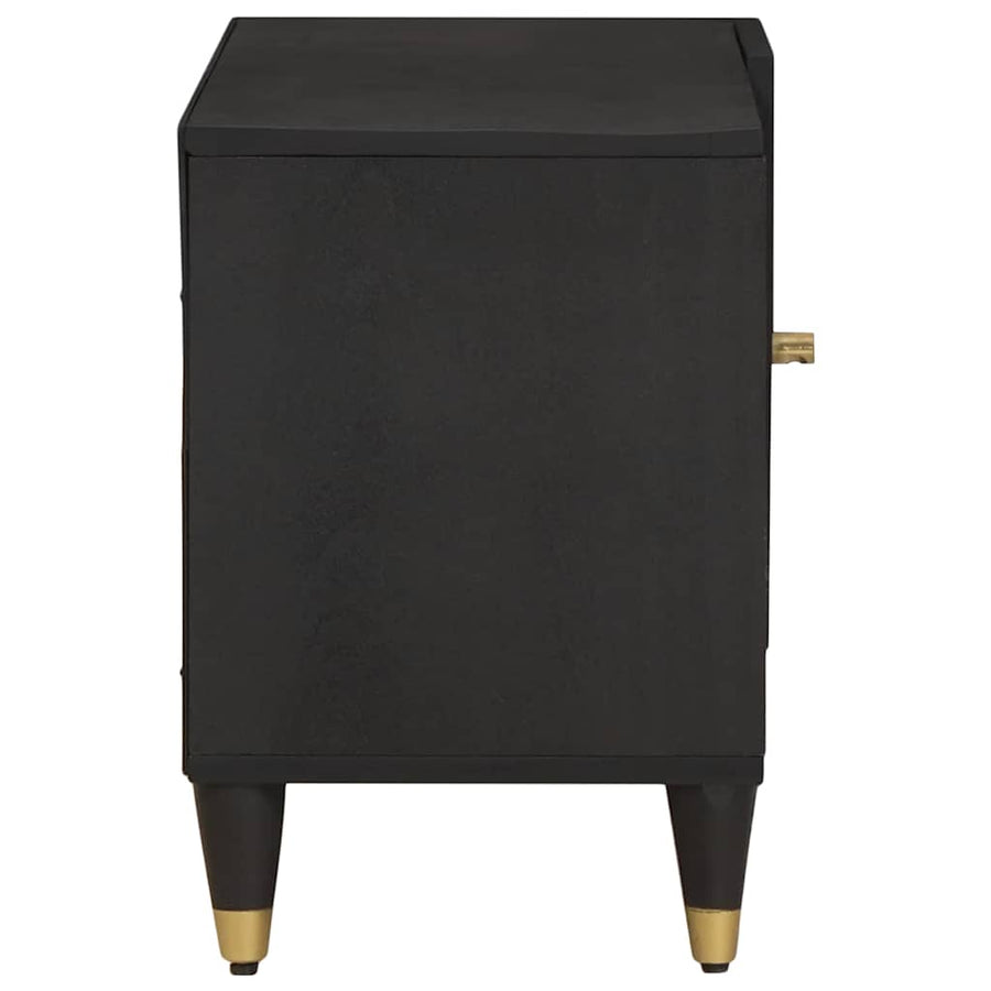 TV-kast met plank Zwart 80 x 33 x 46 cm Massief Mango Hout