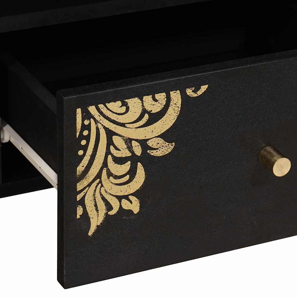 TV-kast met lade Zwart 100 x 33 x 46 cm Massief Mango Hout