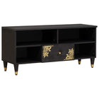 TV-kast massief mangohout zwart 100x33x46 cm