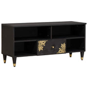 TV-kast massief mangohout zwart 100x33x46 cm