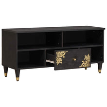 TV-kast met lade Zwart 100 x 33 x 46 cm Massief Mango Hout