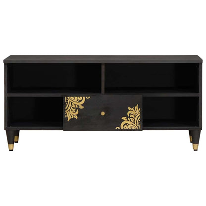 TV-kast met lade Zwart 100 x 33 x 46 cm Massief Mango Hout