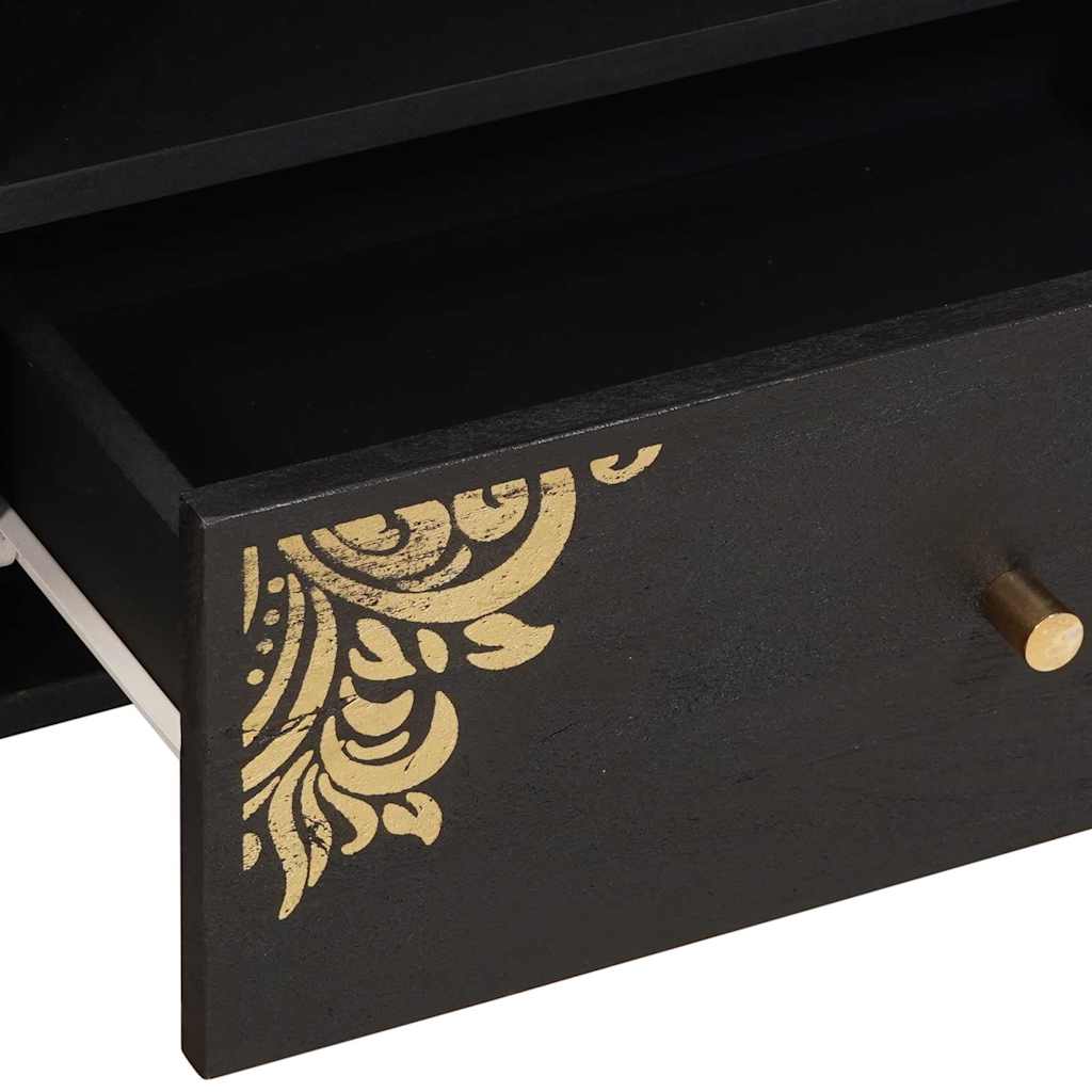 TV-kast met lade Zwart 80 x 33 x 46 cm Massief Mango Hout