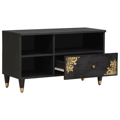 TV-kast met lade Zwart 80 x 33 x 46 cm Massief Mango Hout