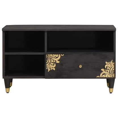 TV-kast met lade Zwart 80 x 33 x 46 cm Massief Mango Hout