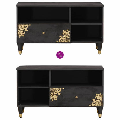 TV-kast met lade Zwart 80 x 33 x 46 cm Massief Mango Hout