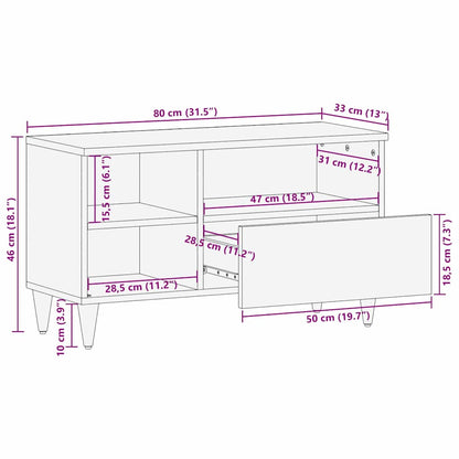 TV-kast met lade Zwart 80 x 33 x 46 cm Massief Mango Hout