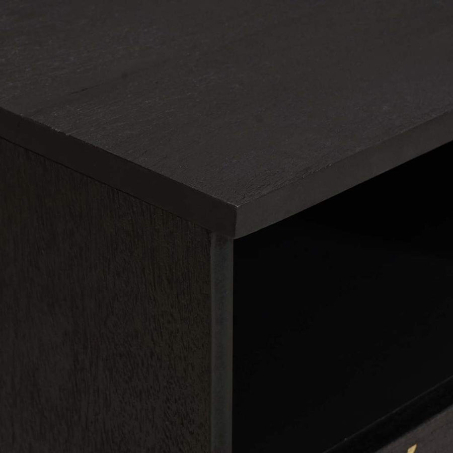 TV-kast met lade Zwart 100 x 33 x 46 cm Massief Mango Hout