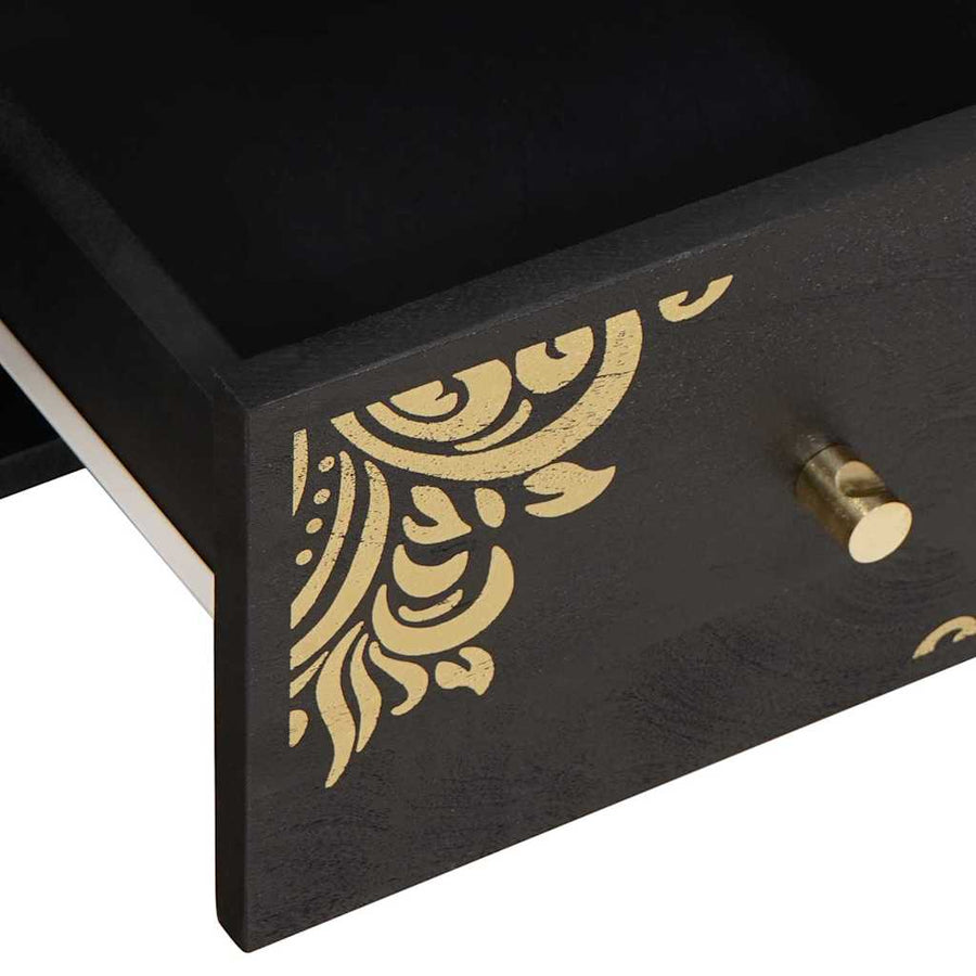 TV-kast met lade Zwart 100 x 33 x 46 cm Massief Mango Hout