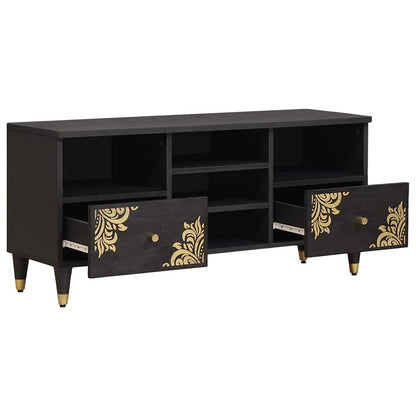 TV-kast met lade Zwart 100 x 33 x 46 cm Massief Mango Hout