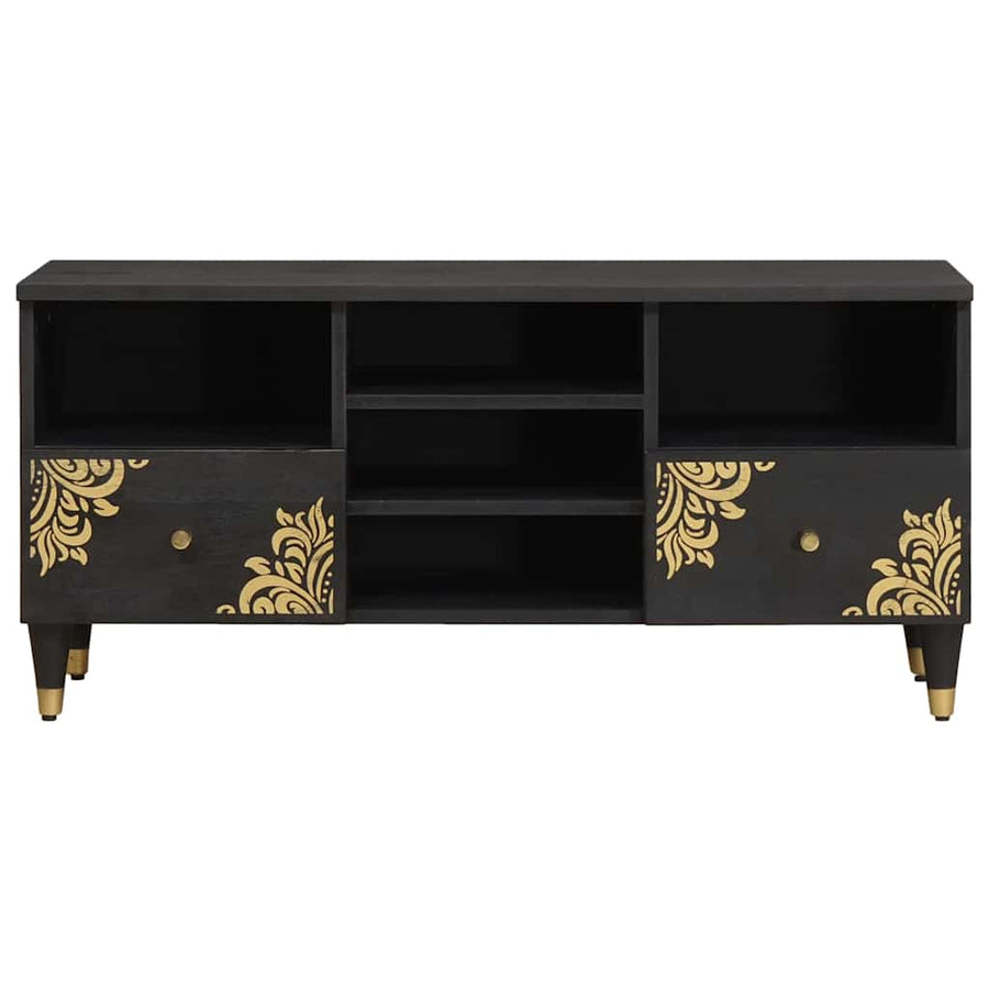 TV-kast met lade Zwart 100 x 33 x 46 cm Massief Mango Hout