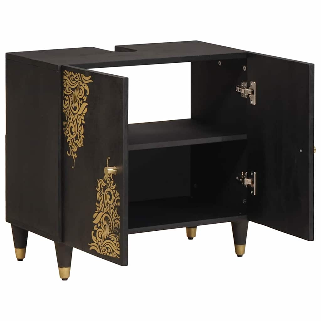 Wastafelkast Zwart 62 x 33 x 58 cm Massief Mango Hout