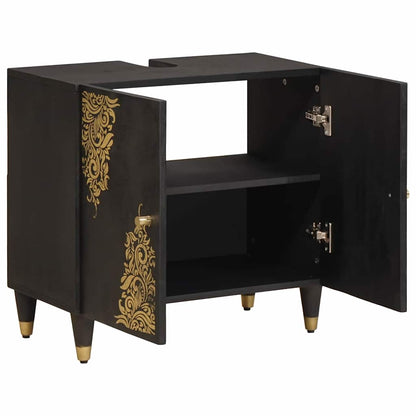 Wastafelkast Zwart 62 x 33 x 58 cm Massief Mango Hout