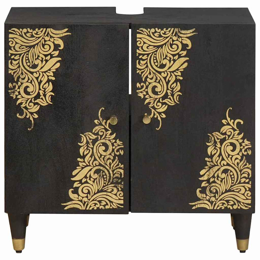 Wastafelkast Zwart 62 x 33 x 58 cm Massief Mango Hout