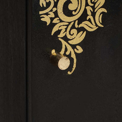 Wandkast met opslag Zwart 38 x 33 x 48 cm Massief Mango Hout