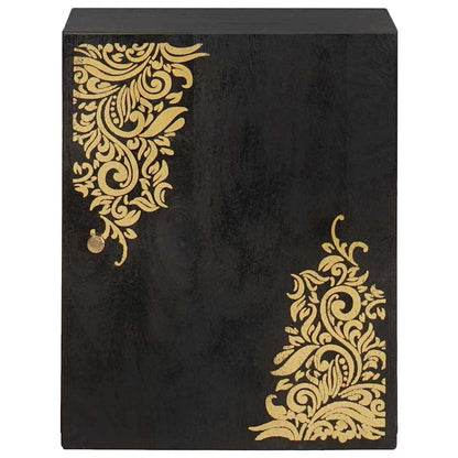 Wandkast met opslag Zwart 38 x 33 x 48 cm Massief Mango Hout