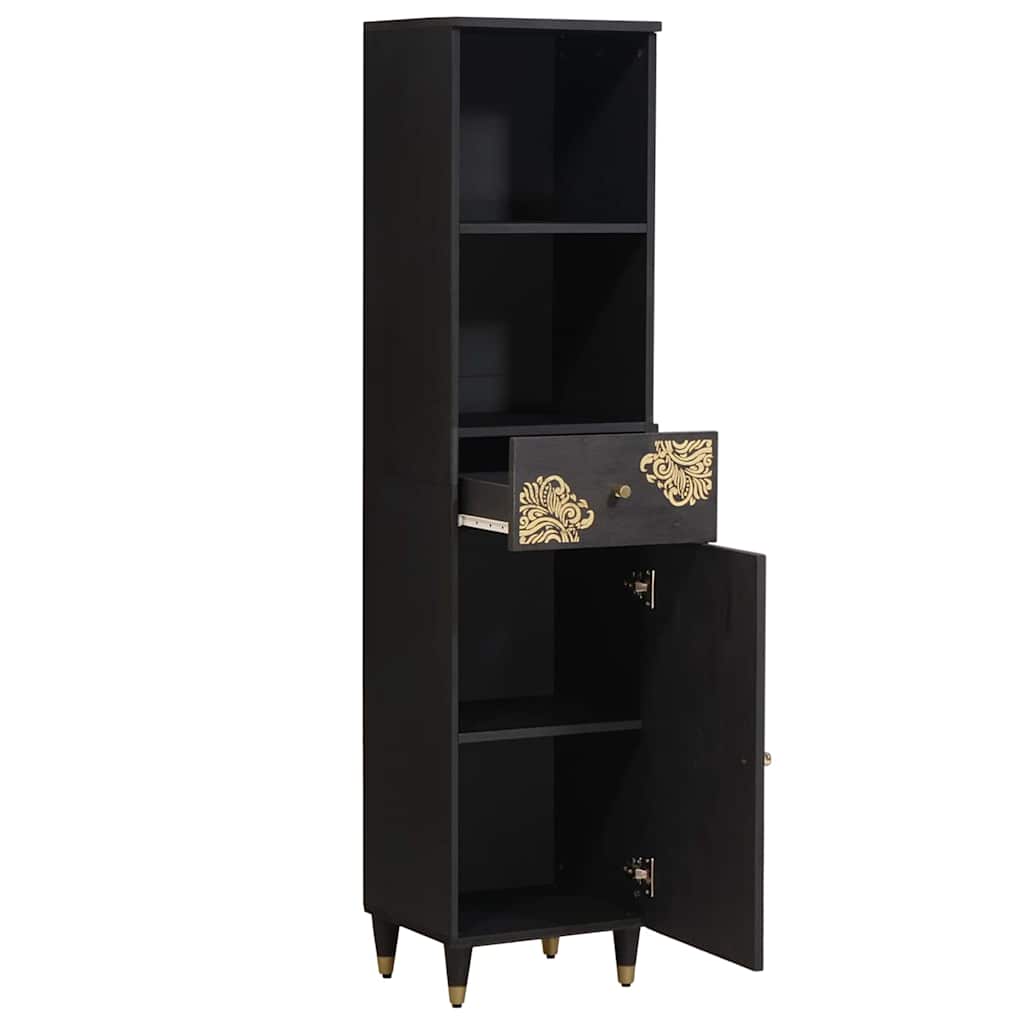 Dressoir met lade Zwart 38 x 33 x 160 cm Massief Mango Hout