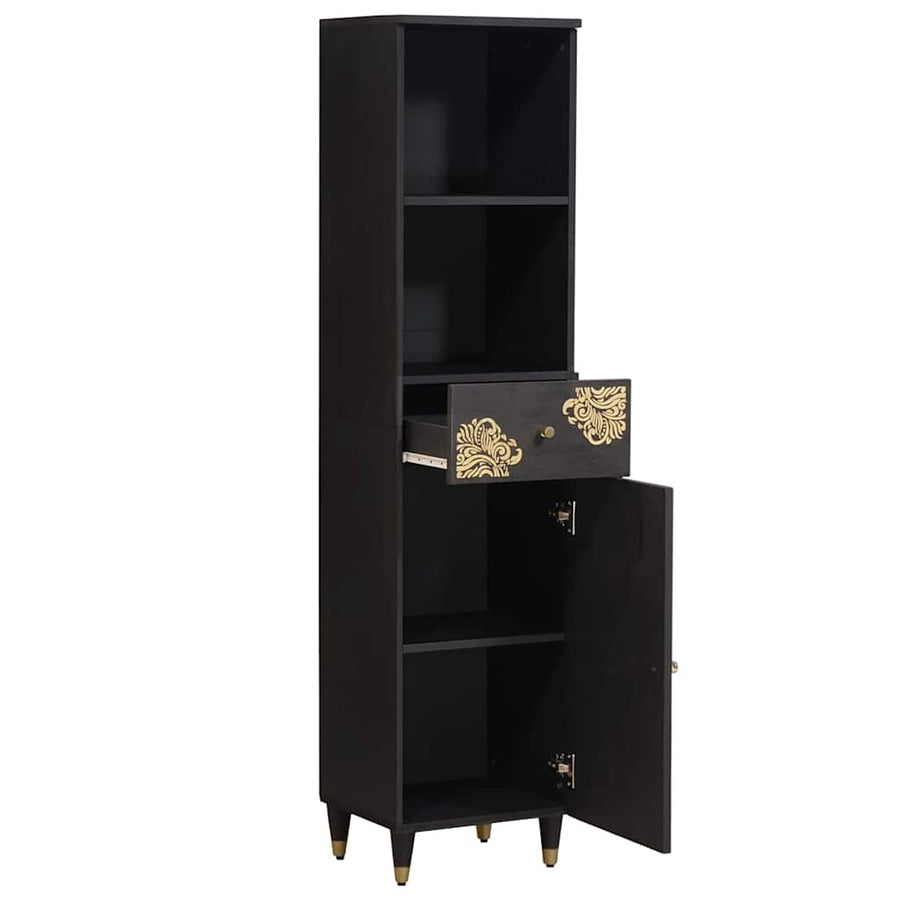 Dressoir met lade Zwart 38 x 33 x 160 cm Massief Mango Hout