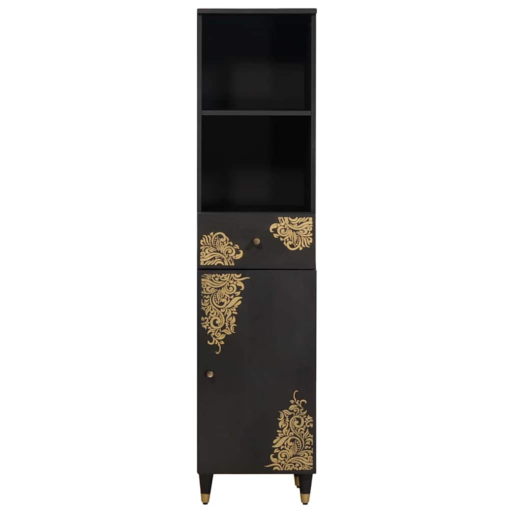 Dressoir met lade Zwart 38 x 33 x 160 cm Massief Mango Hout