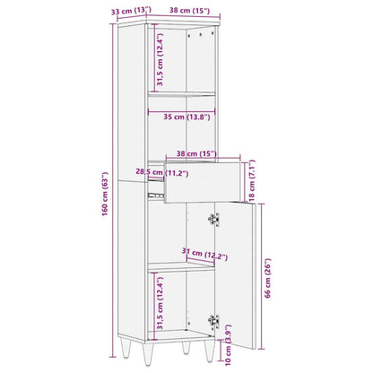Dressoir met lade Zwart 38 x 33 x 160 cm Massief Mango Hout