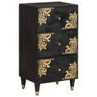 Dressoir massief mangohout zwart 40x33x75 cm