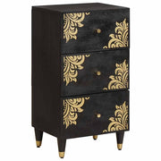 Dressoir massief mangohout zwart 40x33x75 cm